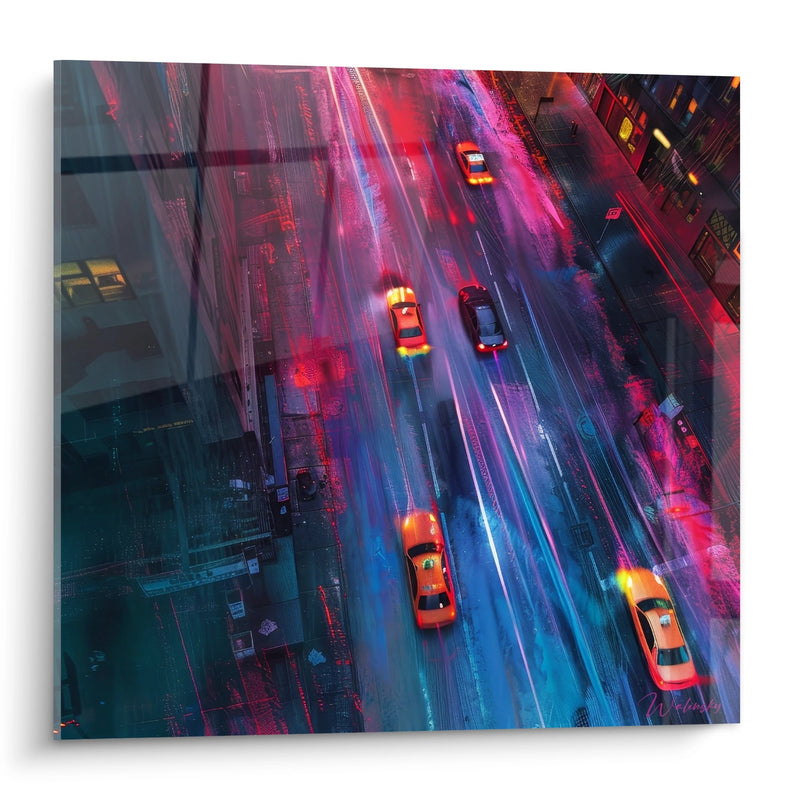Tableau rue new-yorkaise vue aérienne - Neon Rush - édition New York