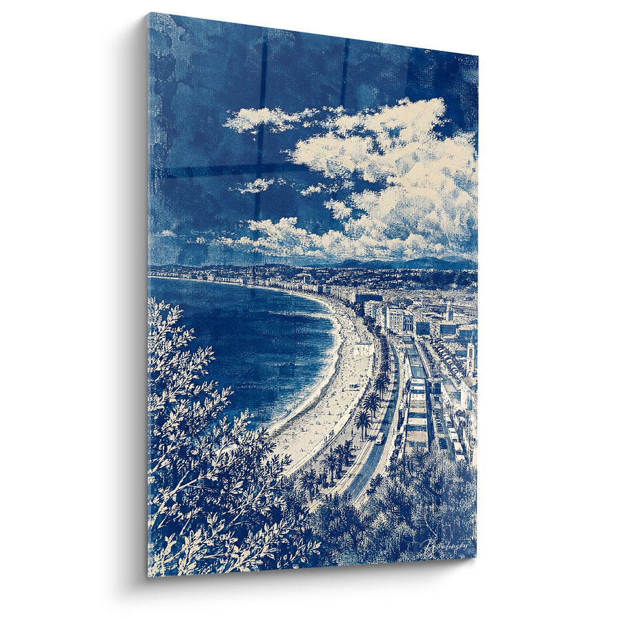 Schilderij Baai van Nice marineblauw en ivoor - Uitzicht vanaf de heuvel - Editie Nice Provence-Alpes-Côte d'Azur Frankrijk