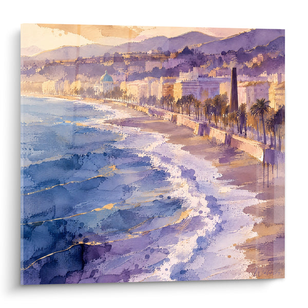 Tableau Baie de Nice bleue et violette - Aube sur la baie - Edition Nice  Provence-Alpes-Côte d'Azur  France