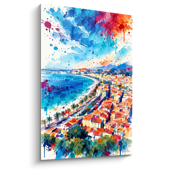 Painting Bay of Nice Orange Roofs and Blue Sea - Coastal Splash - Edition Nice Provence-Alpes-Côte d'Azur France
