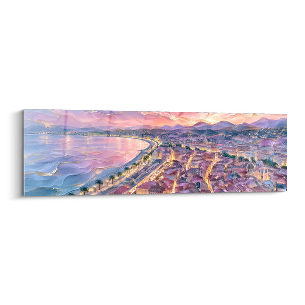 Schilderij Gebogen Baai Roze en Paars met Gouden Reflecties - Koepel van de Kathedraal - Editie Nice Provence-Alpes-Côte d'Azur Frankrijk