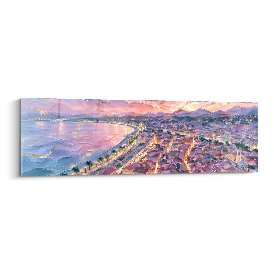 Wall Art Curved Bay Pink and Mauve with Golden Reflections - Dome of the Cathedral - Edition Nice Provence-Alpes-Côte d'Azur France