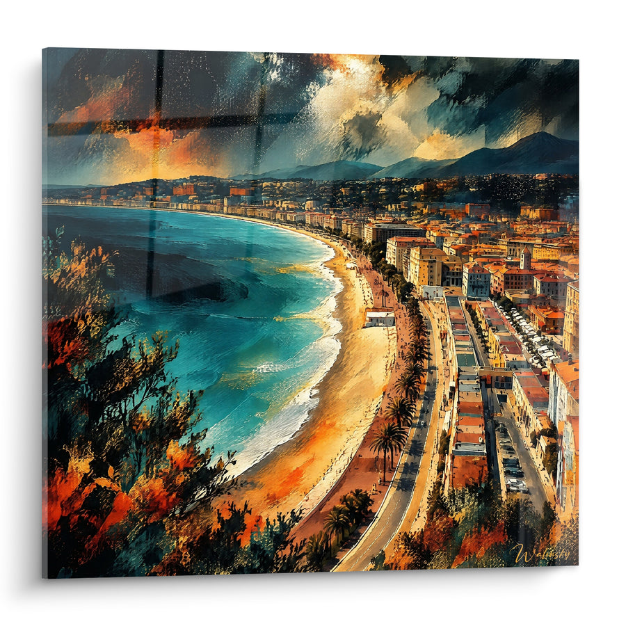 Tableau Baie de Nice turquoise et ocre orageuse - Avant la tempête - Edition Nice  Provence-Alpes-Côte d'Azur  France