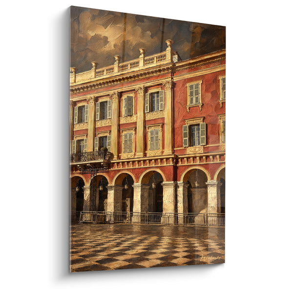 Tableau Façade ocre et terracotta aux arcades anciennes - Lumière avant l'orage - Edition Nice  Provence-Alpes-Côte d'Azur  France