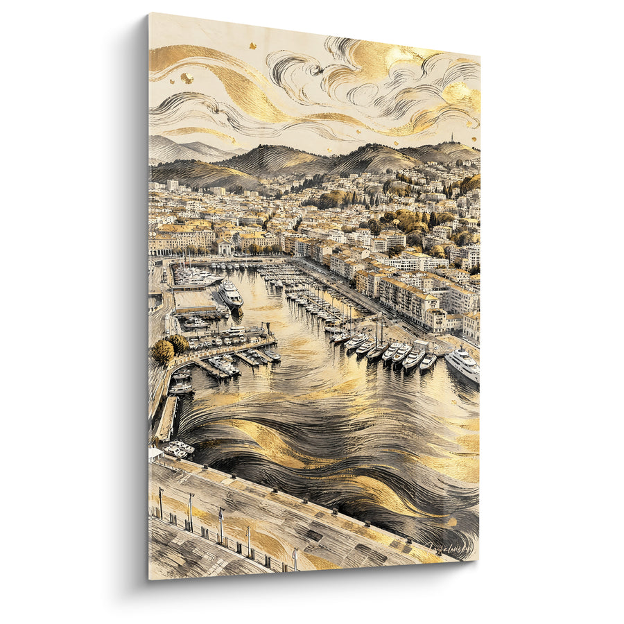 Golden Harbor with Ochre Hills - Mediterranean Breath - Edition Nice Provence-Alpes-Côte d'Azur France