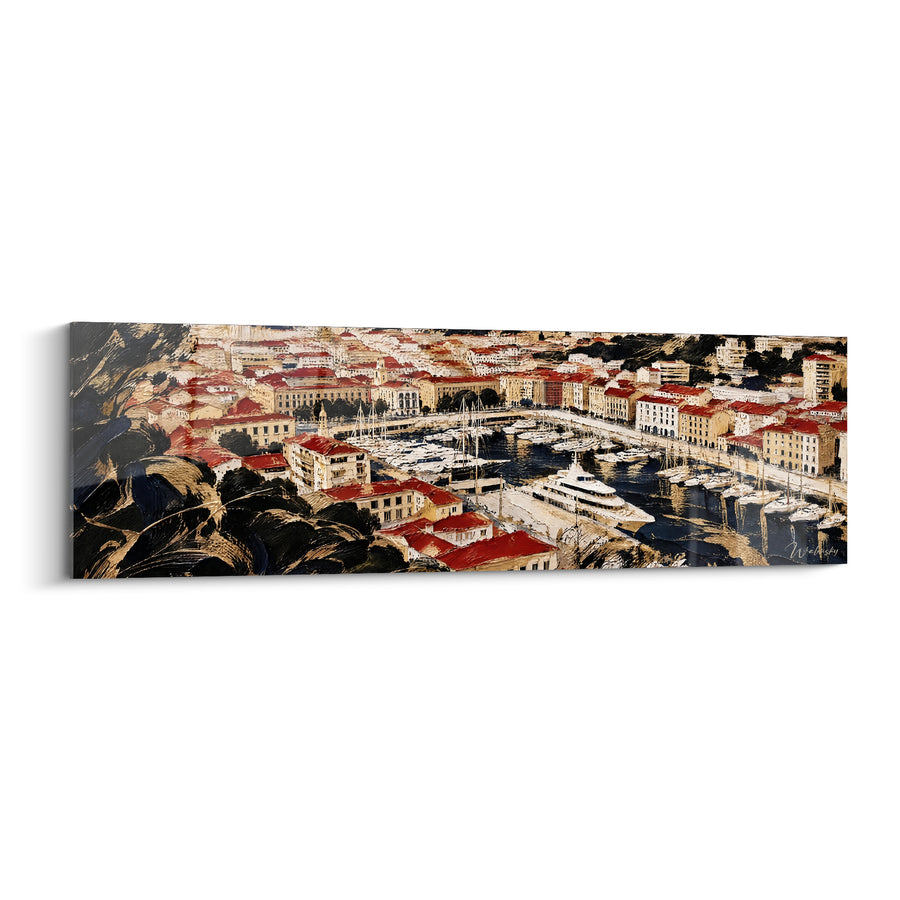 Mediterranean Port Painting with Red and White Roofs - View of the Bay - Nice Edition Provence-Alpes-Côte d'Azur France