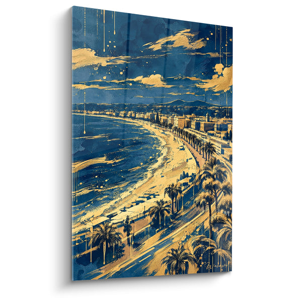Tableau Baie de Nice bleu marine et doré - Soir méditerranéen - Edition Nice  Provence-Alpes-Côte d'Azur  France