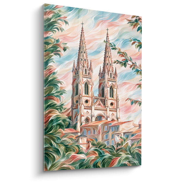 Cathedral Painting with Pink and Blue Arches - Provincial Awakening - Niort Nouvelle-Aquitaine France Edition