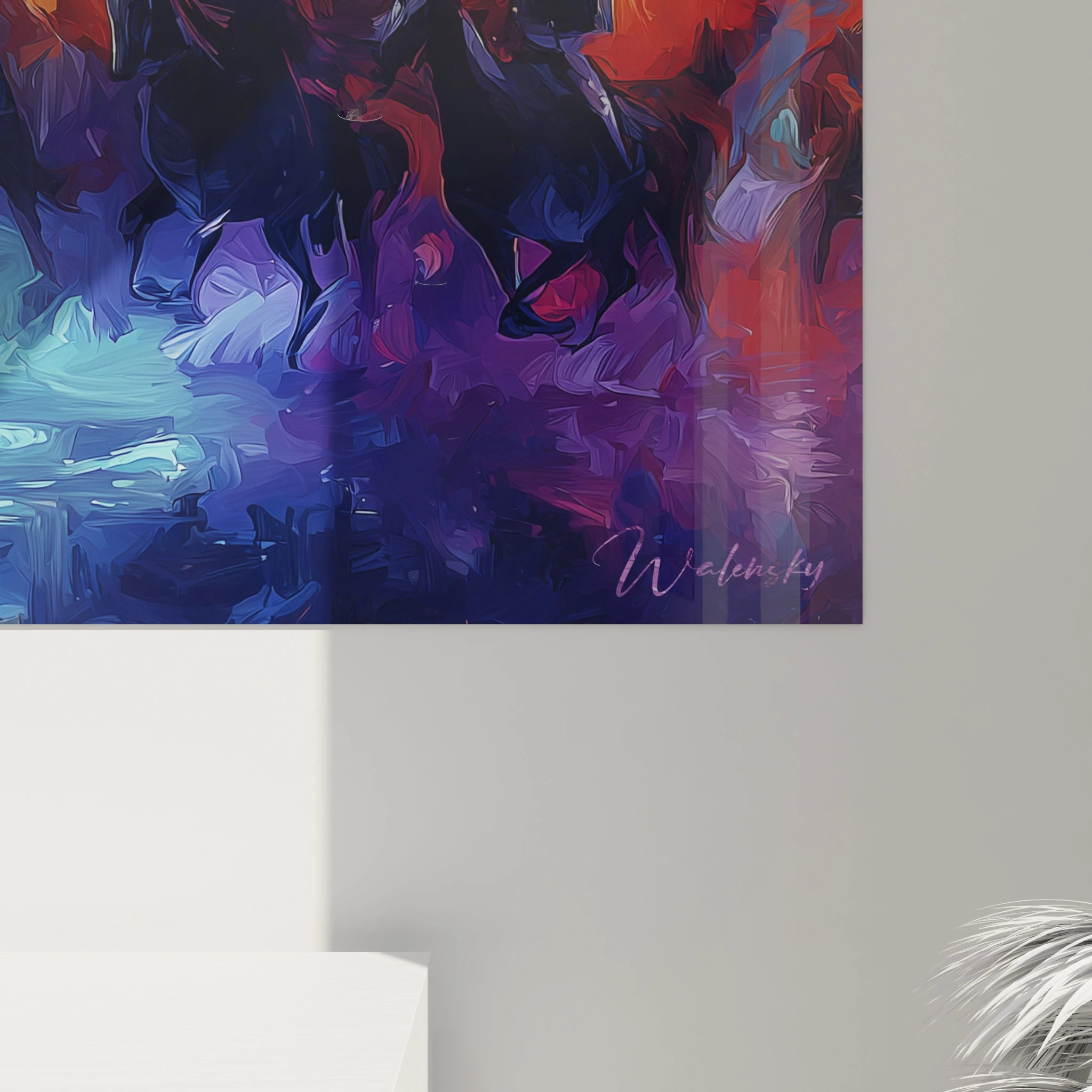 tableau Notre-Dame édition Louis XVI par Walensky affiche murale abstraite bleue violette rouge signature visible