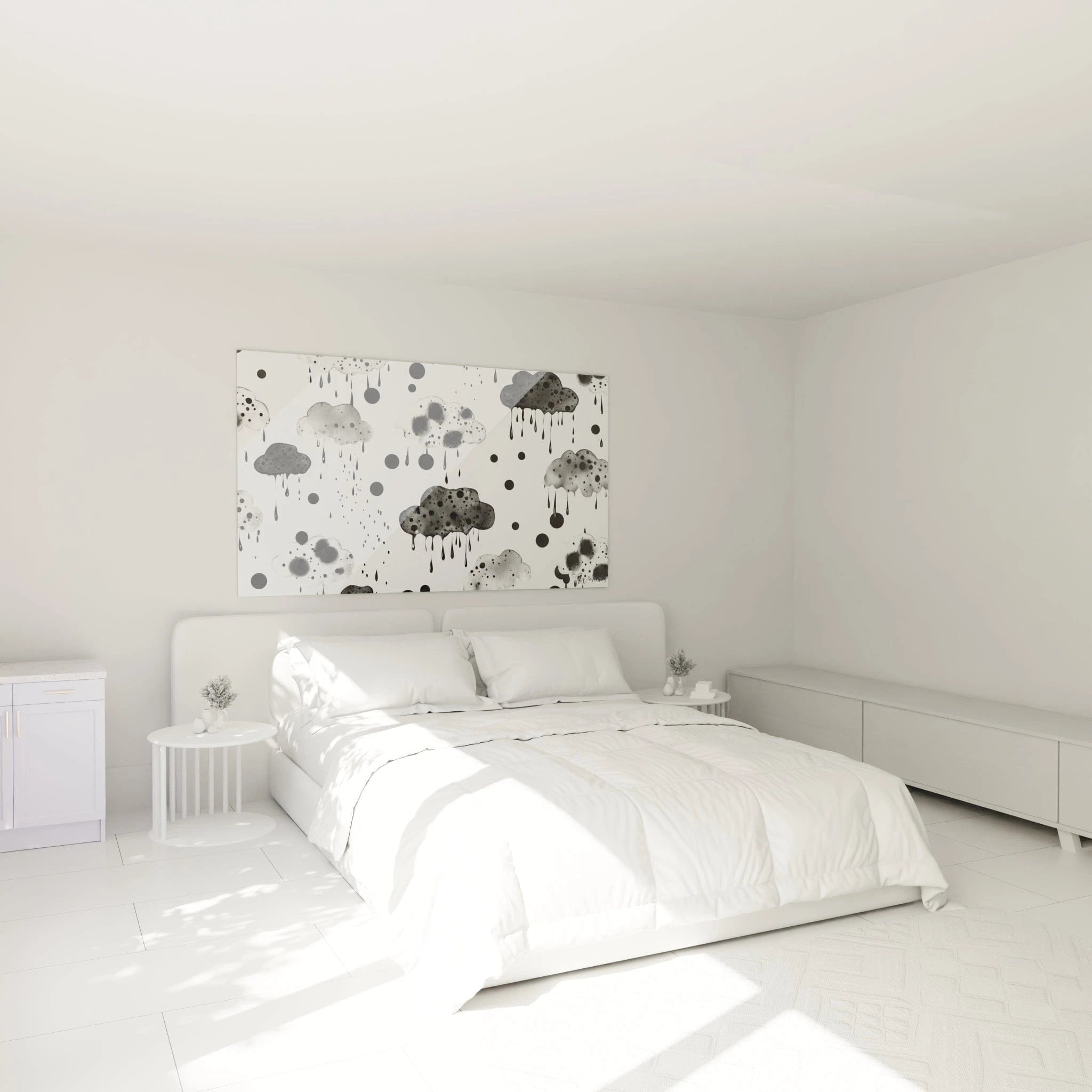 Tableau tacheté noir et blanc de Walensky, parfait pour décorer une chambre moderne et épurée