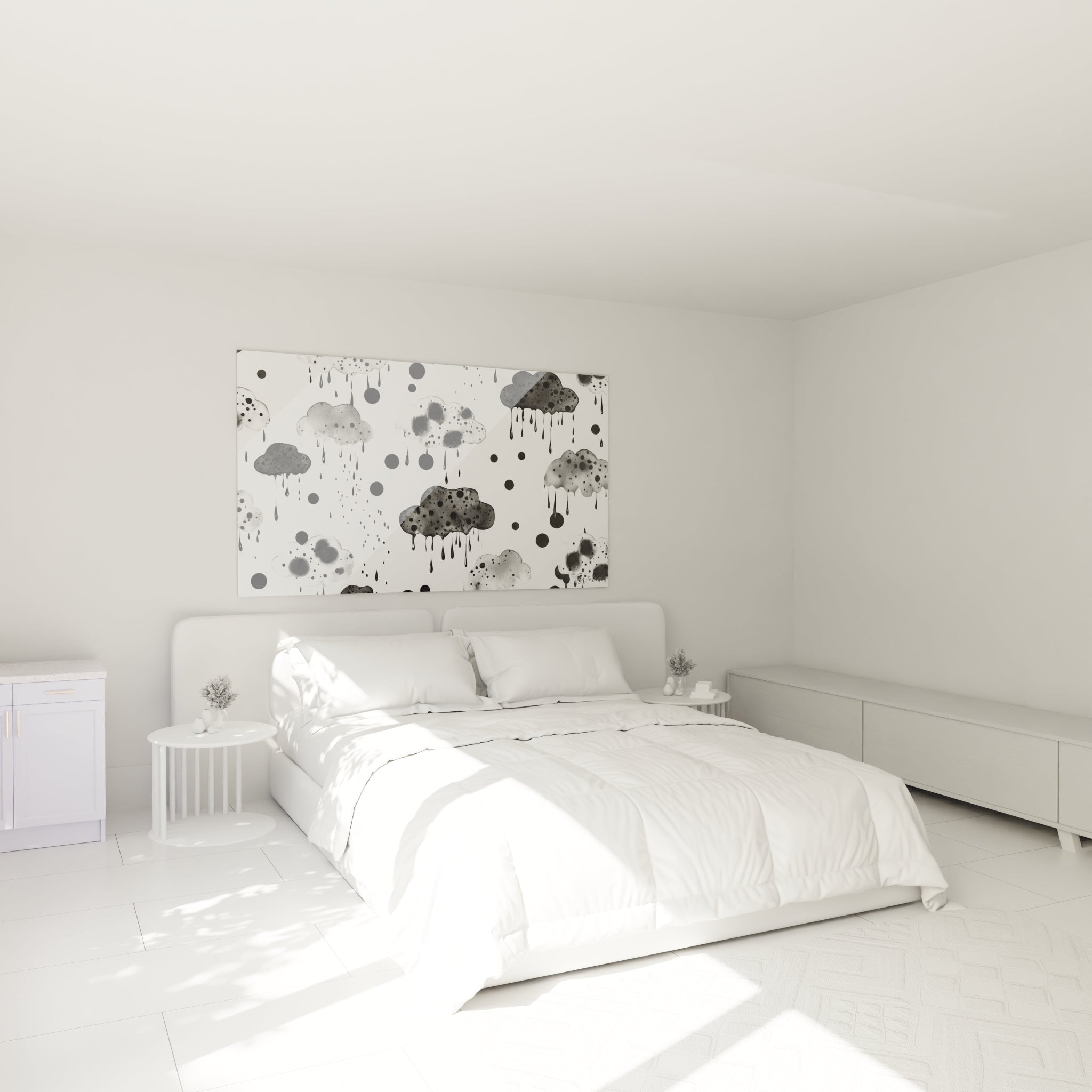 Tableau tacheté noir et blanc de Walensky, parfait pour décorer une chambre moderne et épurée