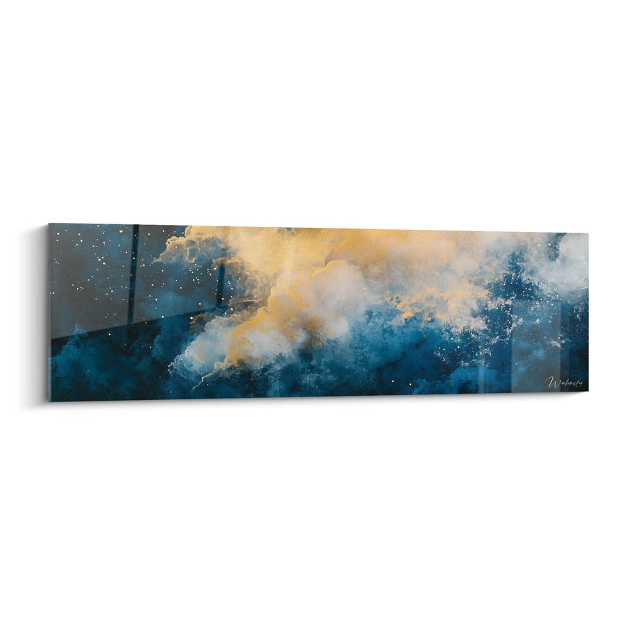 Tableau Nuages Dorés Bleu - édition Expressionniste abstrait