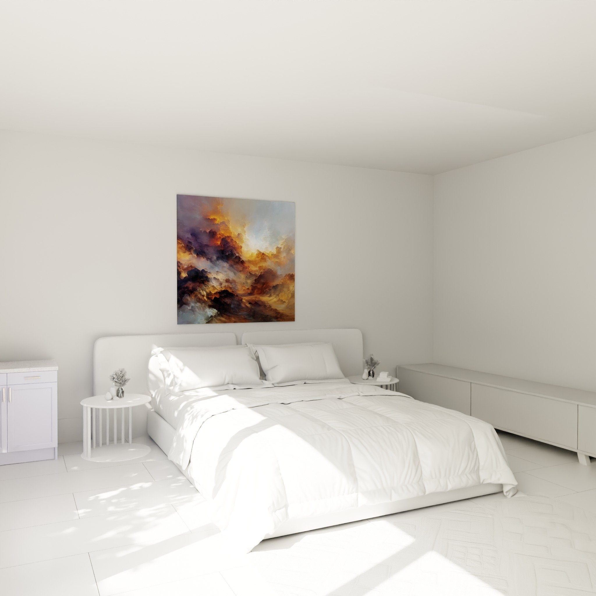 Goldene Wolken Gemälde Schlafzimmer Wanddekoration Feng Shui Süden Feuer warme Atmosphäre