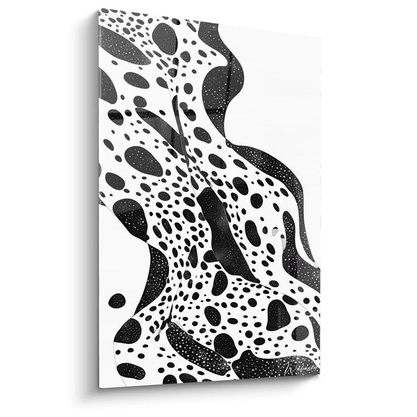 Gemälde Cosmic Ocean Schwarz - getupfte schwarz-weiße Edition