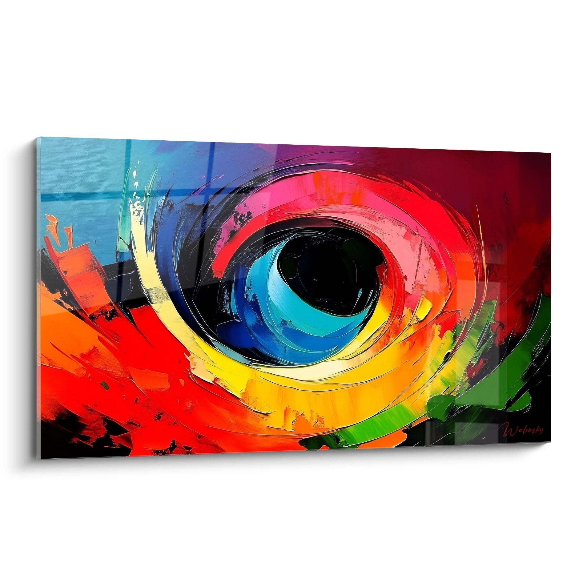 Tableau mural œil abstrait spirale coloré arc-en-ciel moderne pour décoration intérieure design contemporain