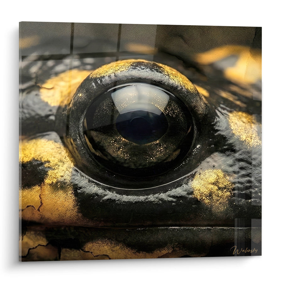 Tableau Œil de Salamandre avec Reflets Dorés et Pupille Noire Intense - Regard Hypnotique - Edition Salamandre
