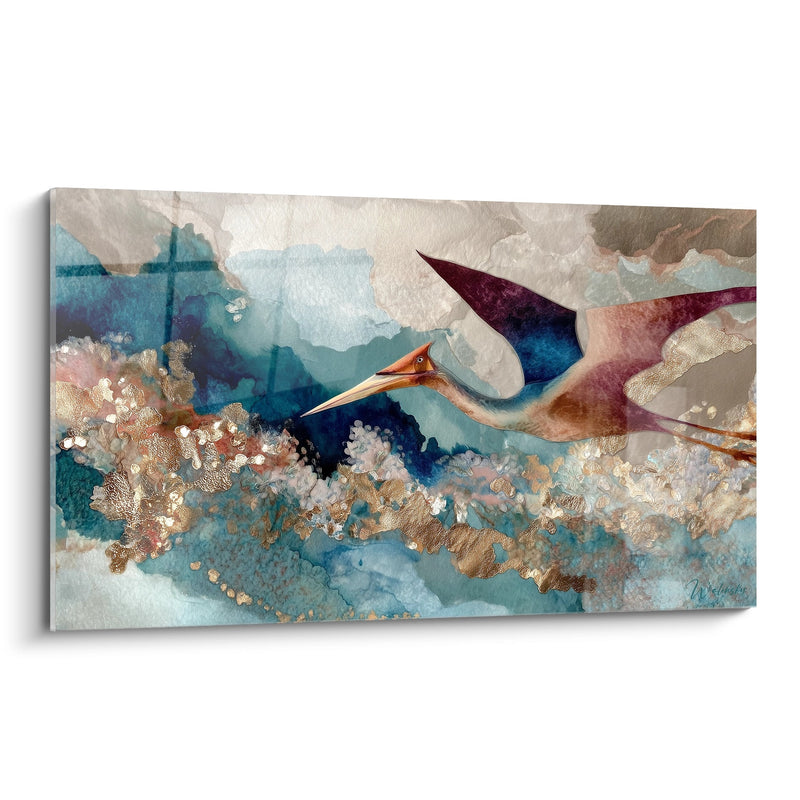Abstract Marine Bird Painting - Aquatic Flight - Quetzalcoatlus Edition