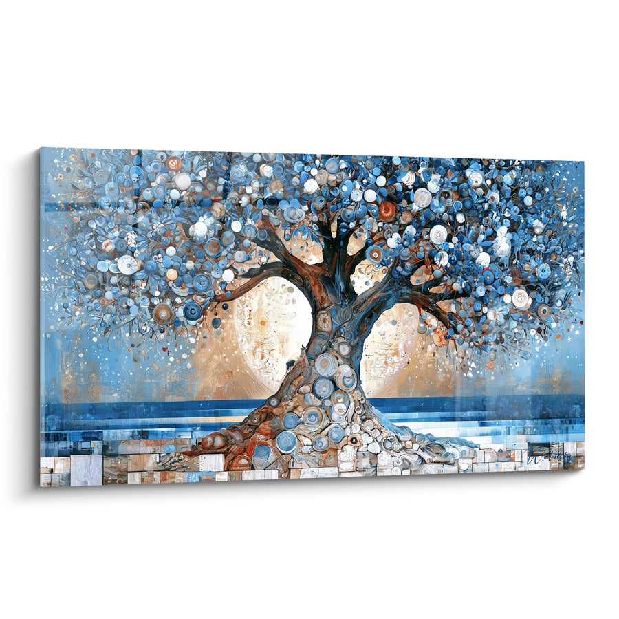 Tableau Olivier bleu et cuivre en mosaïque - Racines de légende - Edition Olivier