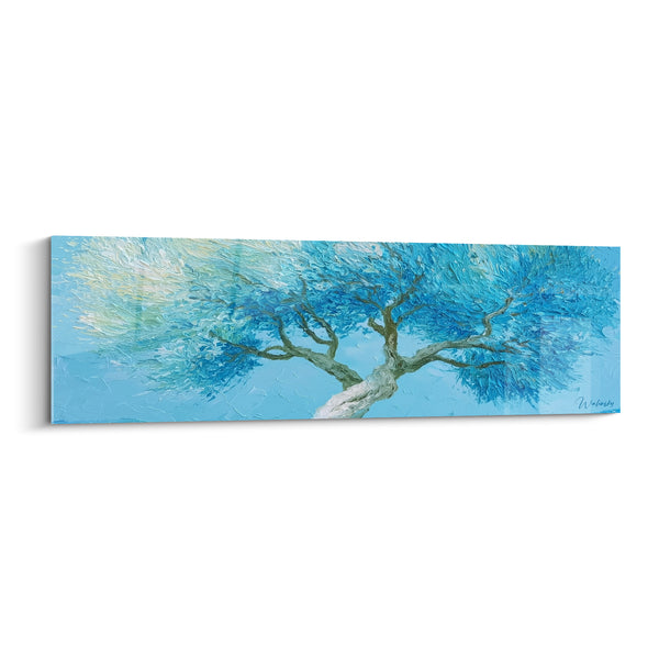 Tableau Olivier au tronc blanc et bleu vaporeux - Nuage de lumière - Edition Olivier