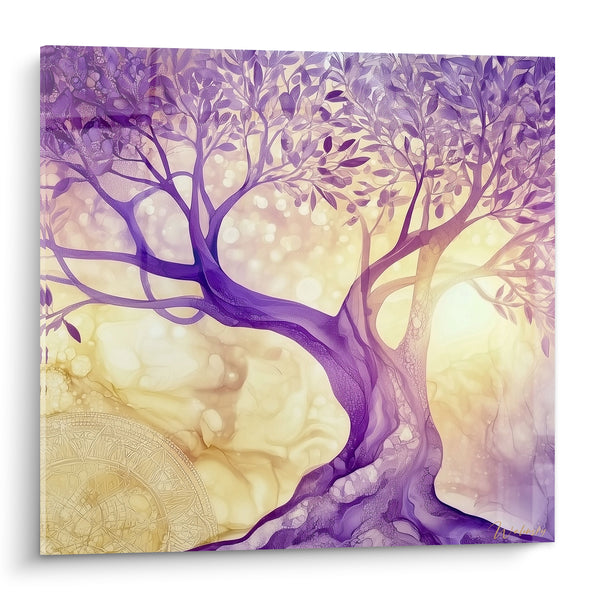 Tableau Olivier tronc violet fond doré - Éveil doré - Edition Olivier