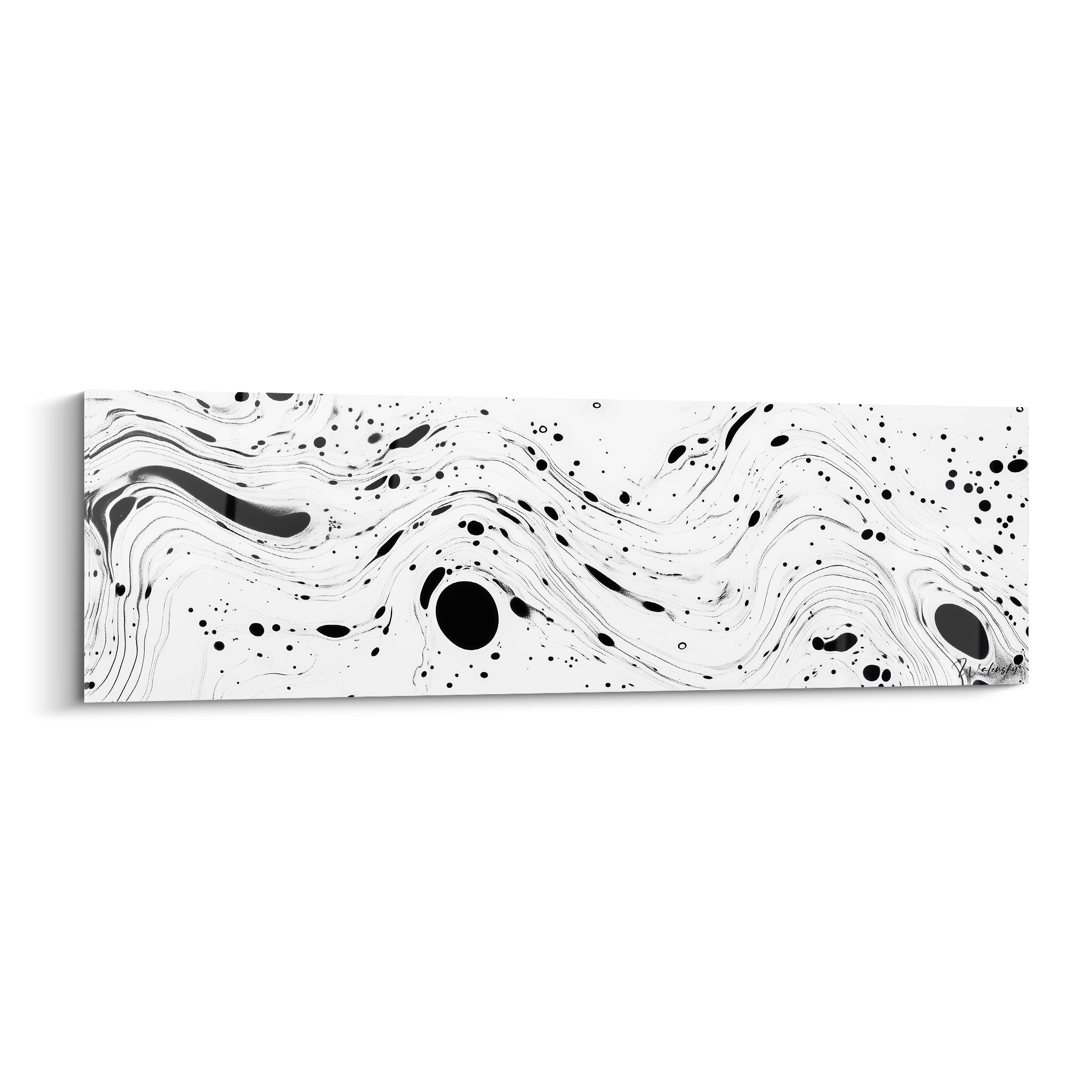 Tableau Ondulation Poétique Monochrome - édition tachetée noir et blanc