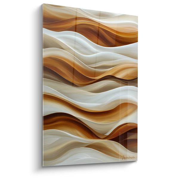 Schilderij vloeiende golven beige en koper - Aardse Harmonie - Feng Shui Centrum Aarde Editie