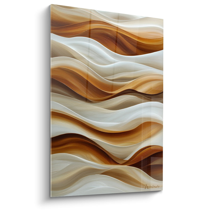 Tableau ondulations fluides beige et cuivre - Harmonie Terrestre - Edition Feng shui Centre Terre