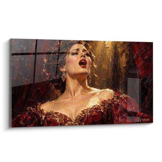 Tableau Cantatrice en robe rouge et dorée - Souffle lyrique - Edition Opéra