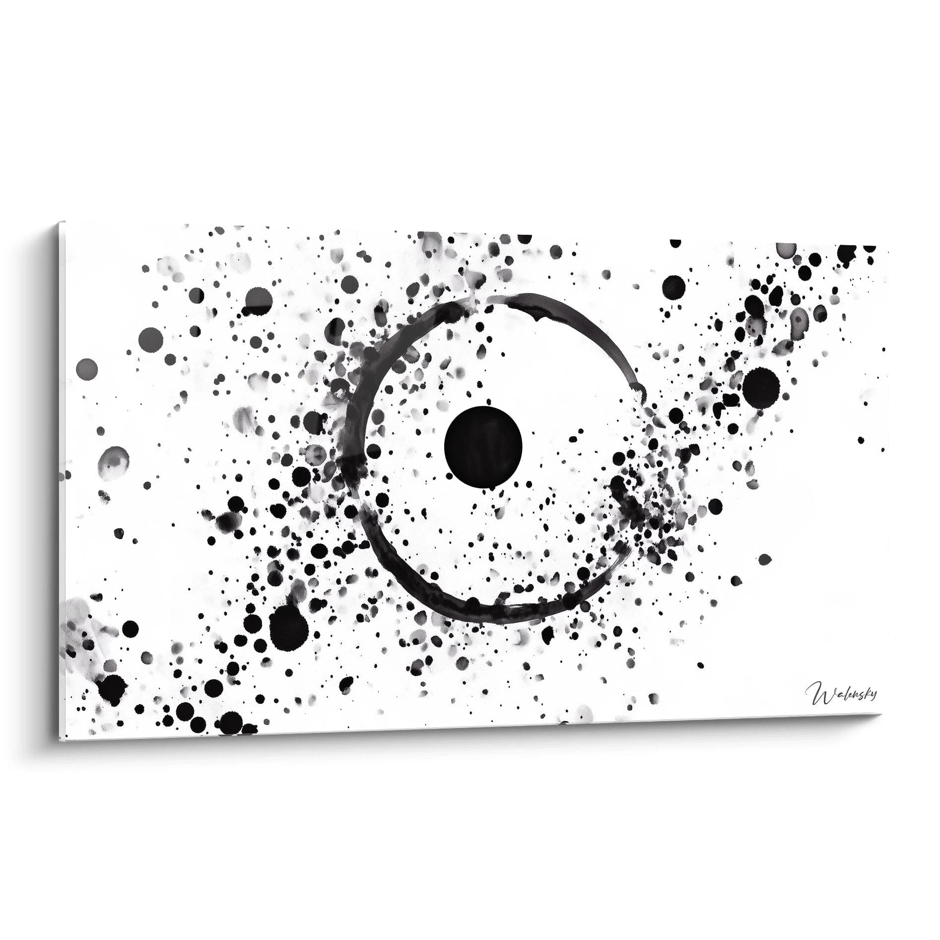 Tableau tacheté noir et blanc Walensky avec des motifs circulaires modernes et artistiques