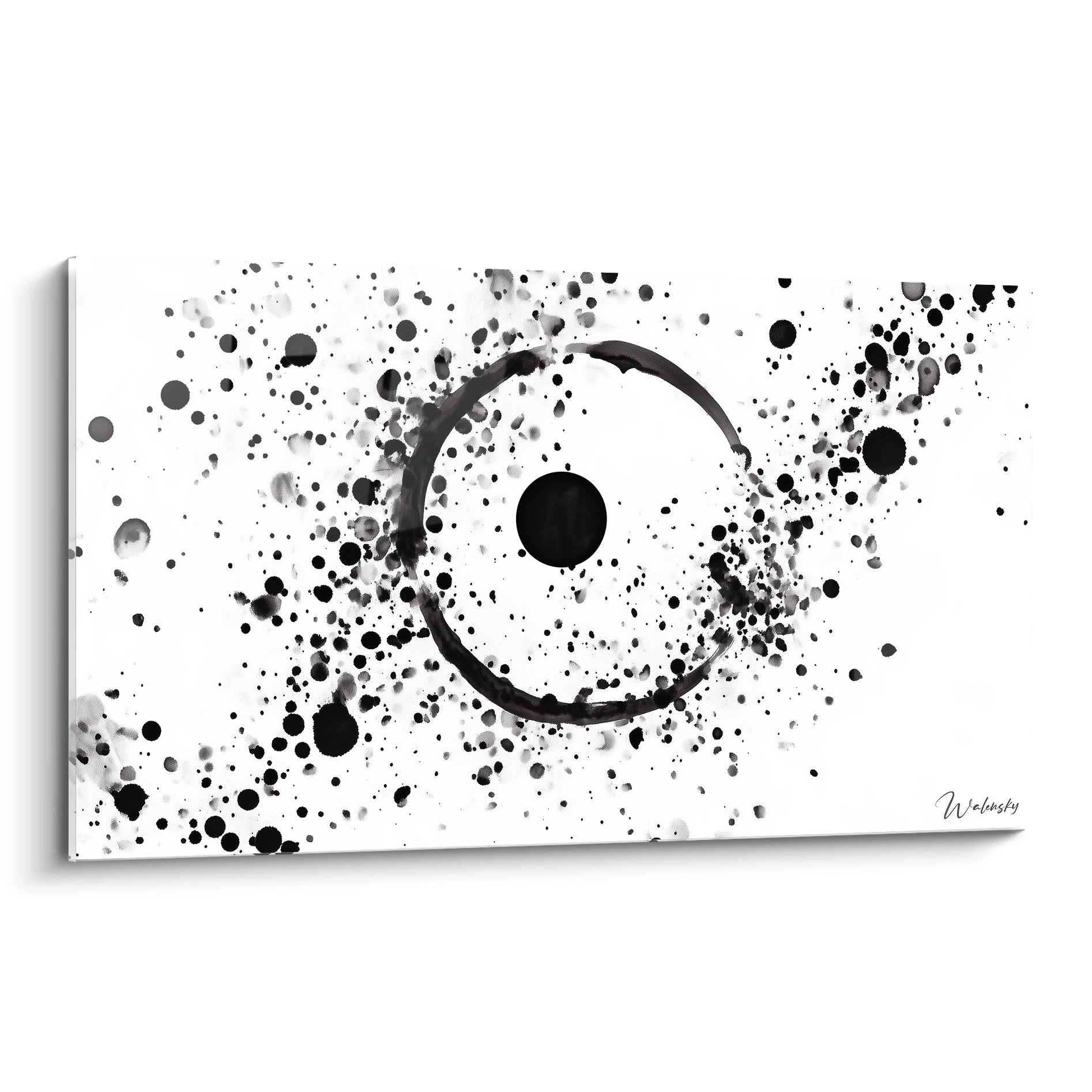 Tableau tacheté noir et blanc Walensky avec des motifs circulaires modernes et artistiques