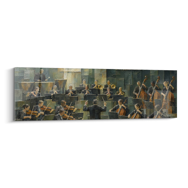 Tableau Chef d'orchestre aux teintes vert anthracite - Silence avant la mesure - Edition Orchestre