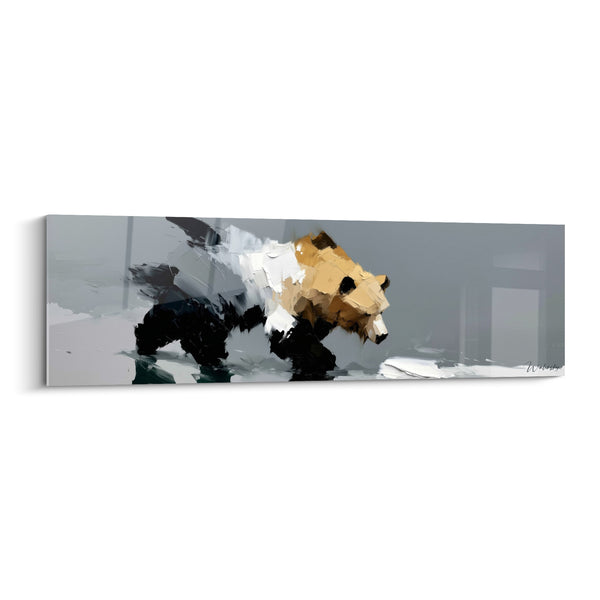Tableau Ours brun aux empâtements gris et blancs - Marche solitaire - Edition Ours brun