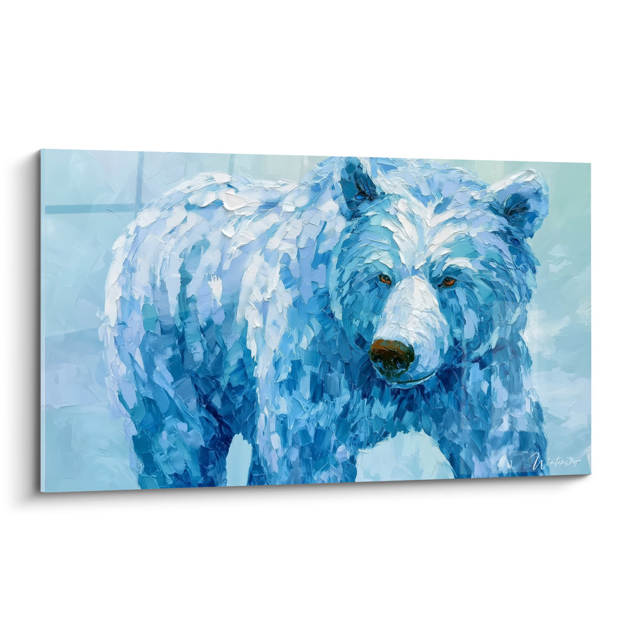 Tableau Ours bleu glacé aux empâtements texturés - Silence polaire - Edition Ours brun