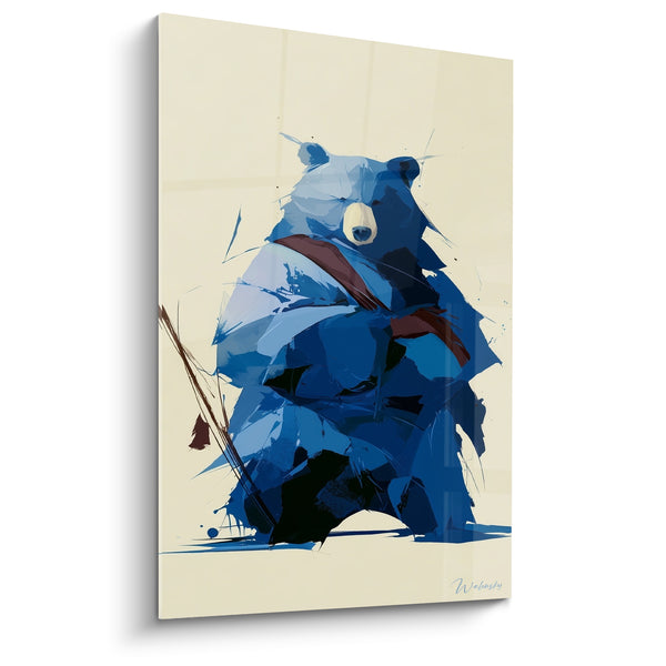 Quadri Orso blu navy con schemi geometrici - Risveglio nei frammenti - Edizione Orso marrone