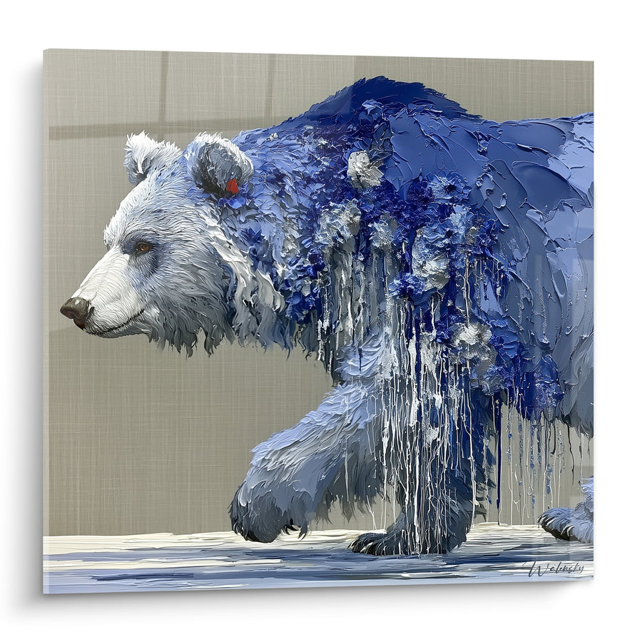 Tableau Ours bleu marine et blanc en marche - Marche hivernale - Edition Ours brun