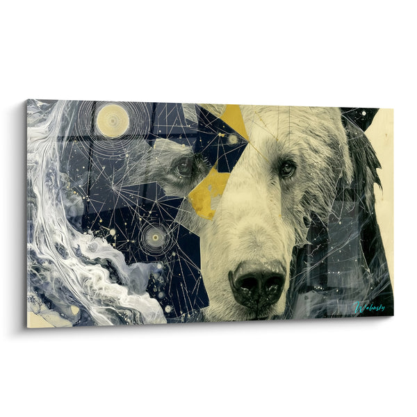 Quadri Orso bruno con costellazioni blu navy e oro - Guardiano celeste - Edizione Orso bruno