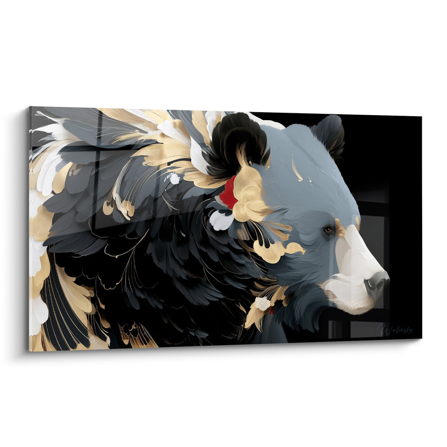 Tableau Ours à crinière anthracite et dorée - Parure sauvage - Edition Ours brun