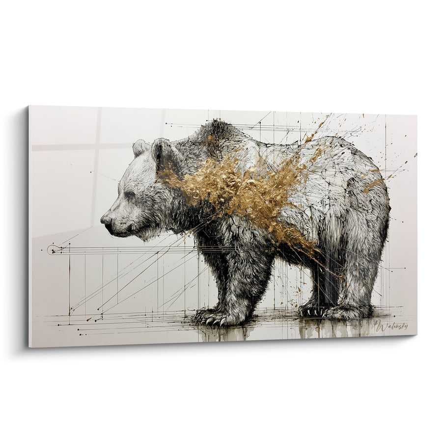 Gemälde Braunbär mit goldenen Highlights - Goldene Metamorphose - Braunbär Edition
