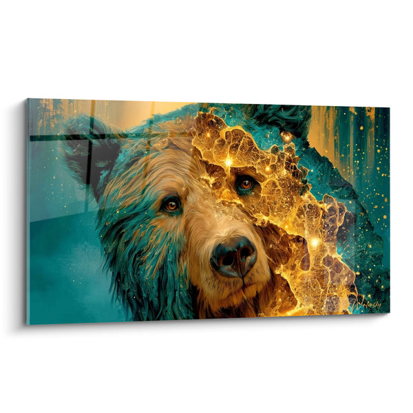 Tableau Ours brun aux fissures dorées lumineuses - Éclat intérieur - Edition Ours brun