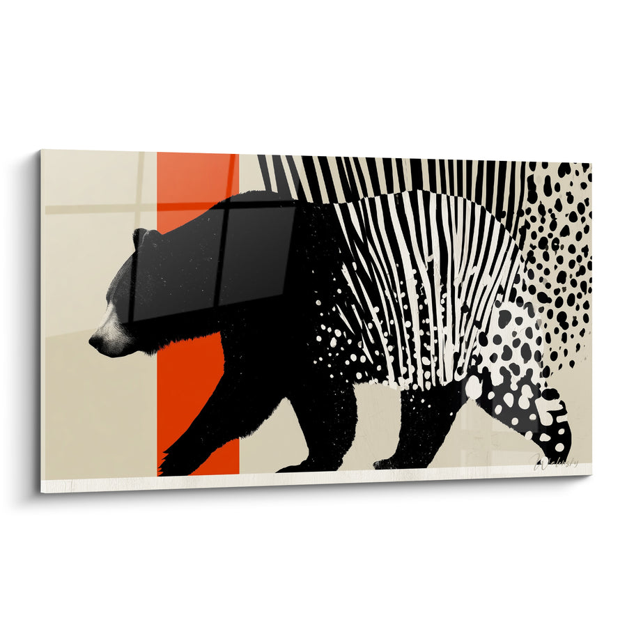 Gemälde Schwarzbär mit Streifen- und Fleckenmuster - Grafische Metamorphose - Braunbär Edition