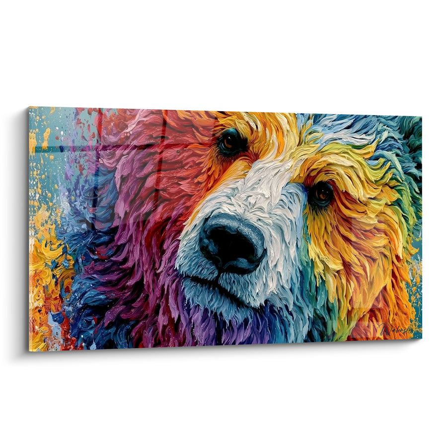 Tableau Ours brun museau blanc et fourrure multicolore - Regard des cimes - Edition Ours brun