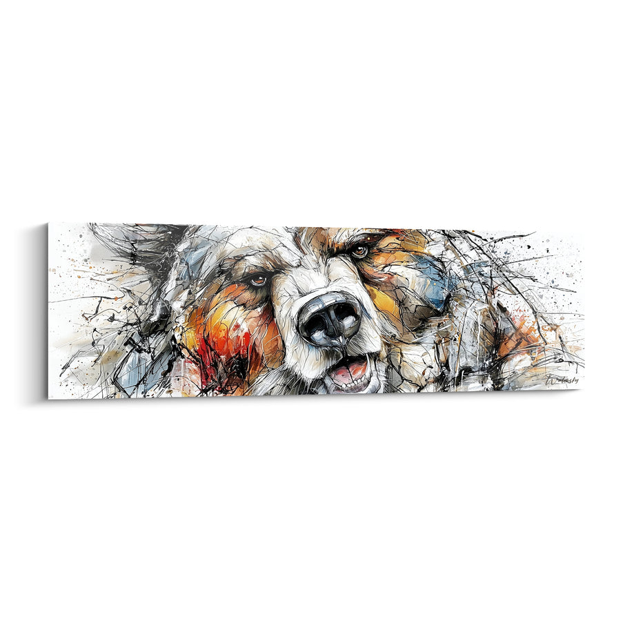 Tableau Ours brun museau ocre griffures noires - Regard qui transperce - Edition Ours brun