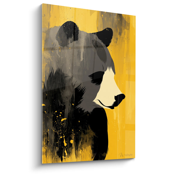 Tableau Ours brun anthracite et jaune moutarde - Silhouette souveraine - Edition Ours brun