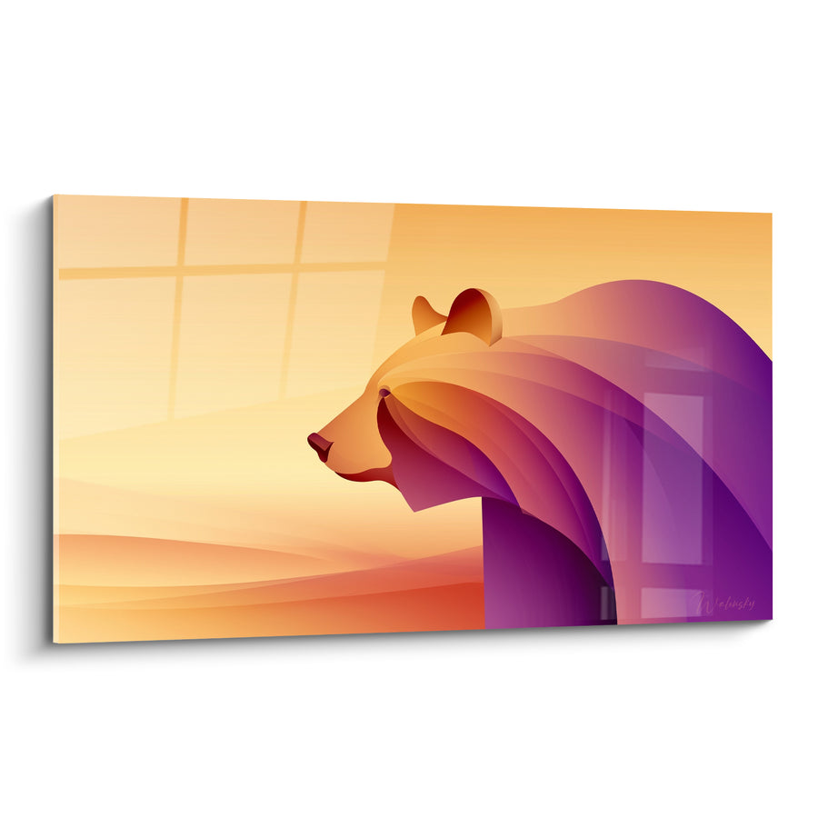 Goldenes und violettes geometrisches Bärenbild - Zwielicht-Wende - Braune Bären-Edition