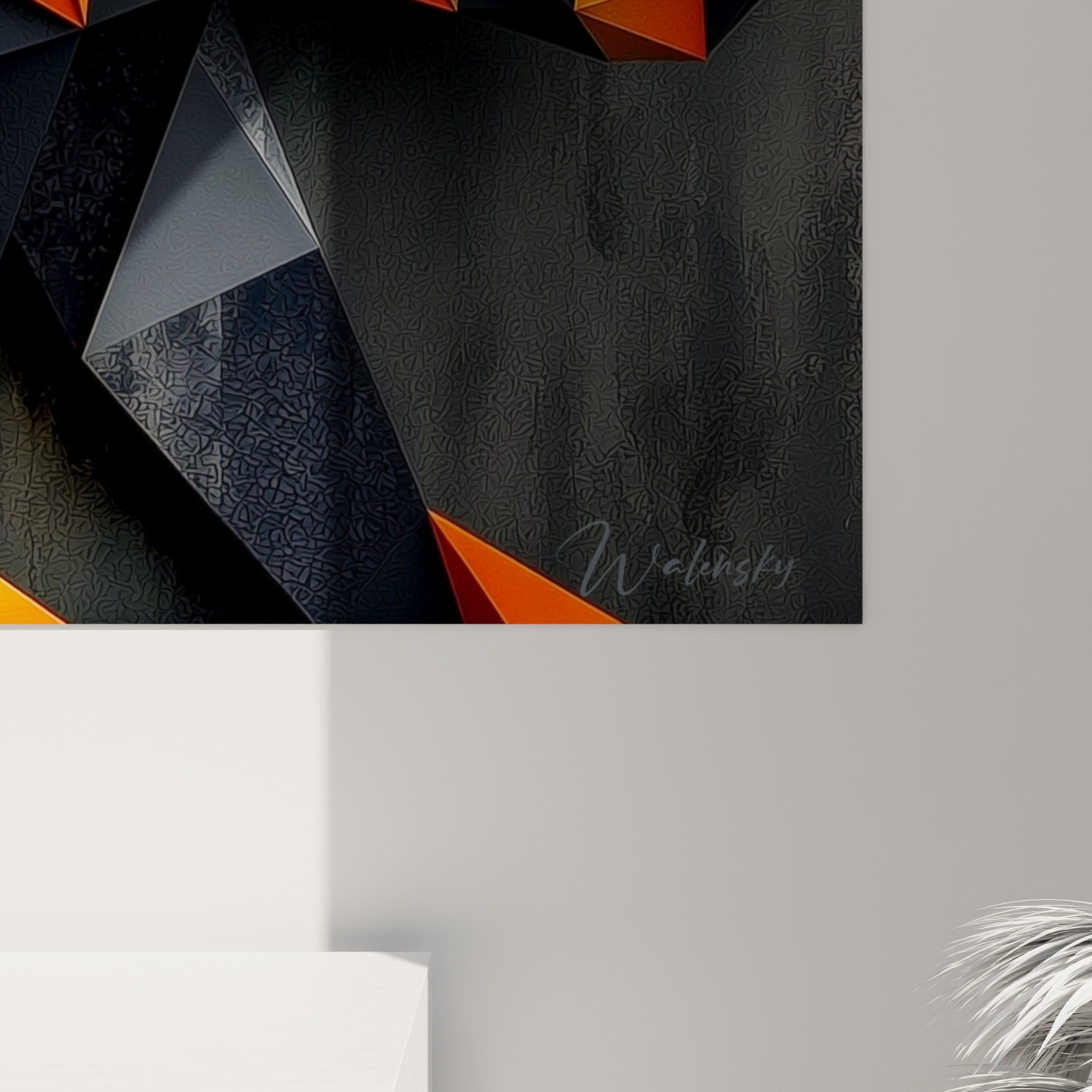 Détail des facettes orange, fauve et anthracite de l'ours brun révélant le grain et le relief de l'impression