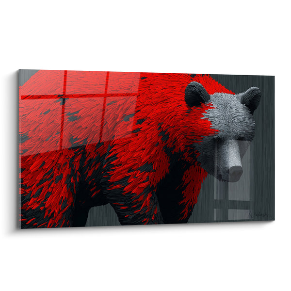 Tableau Ours brun au pelage rouge et anthracite - Fauve sous tension - Edition Ours brun