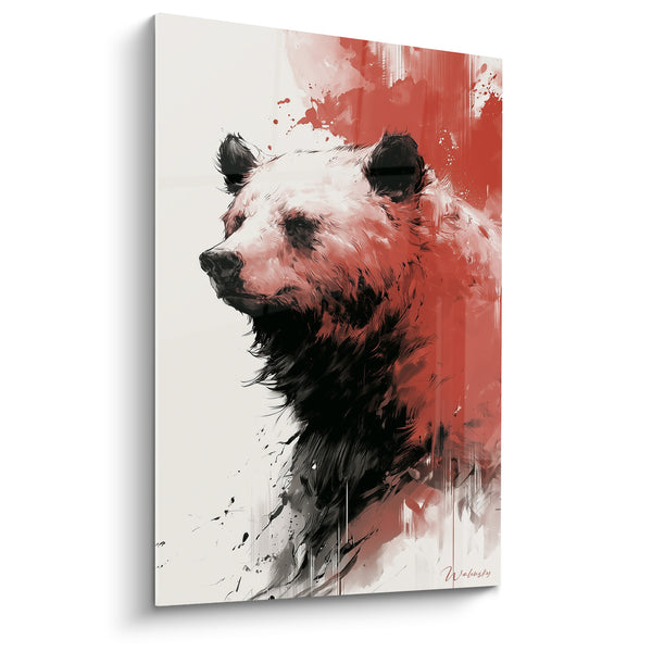 Tableau Ours brun aux éclaboussures rouge et noir - Instinct sauvage - Edition Ours brun