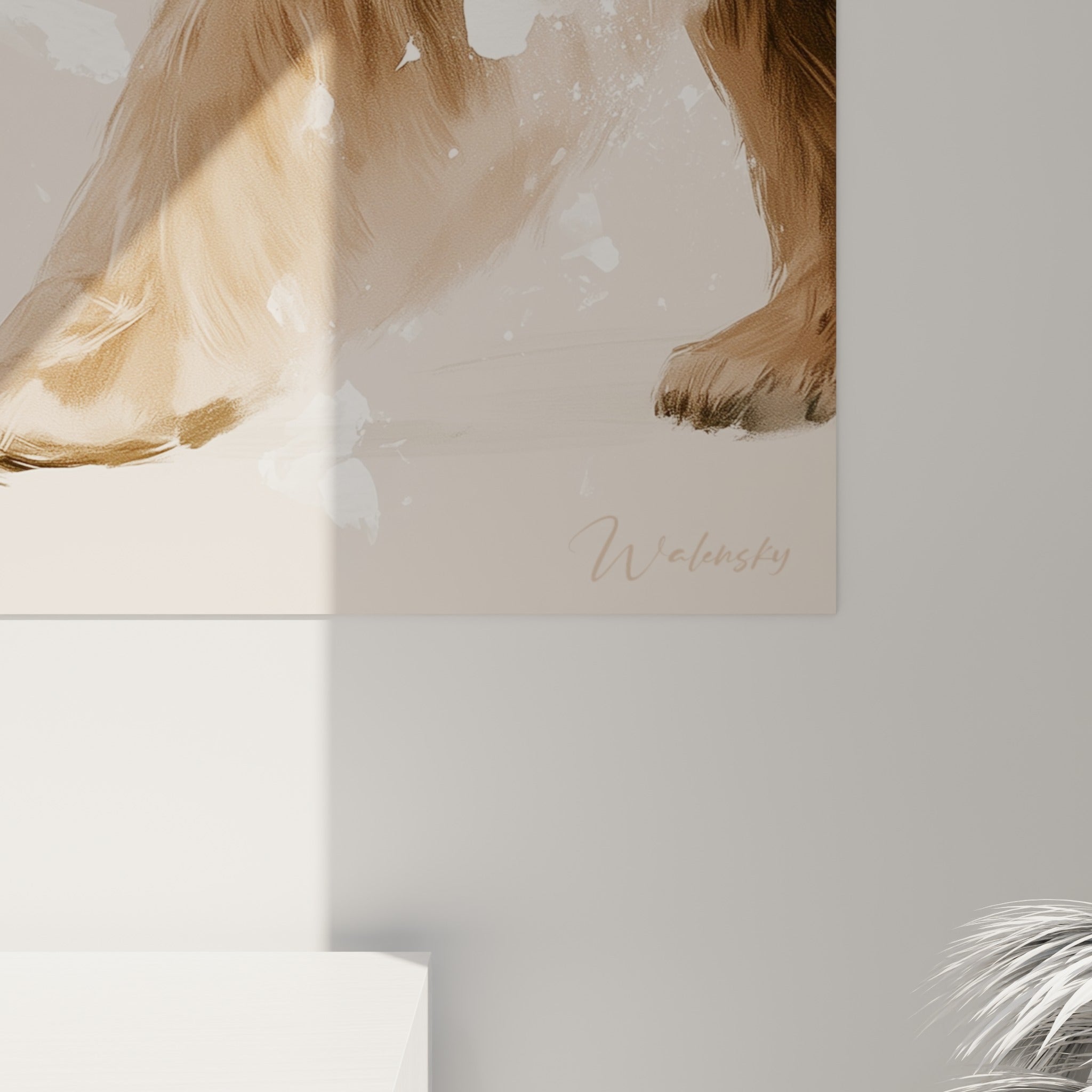 Empâtements de peinture beige et blanche visibles sur le pelage de l'ours, coulures et grain marqués