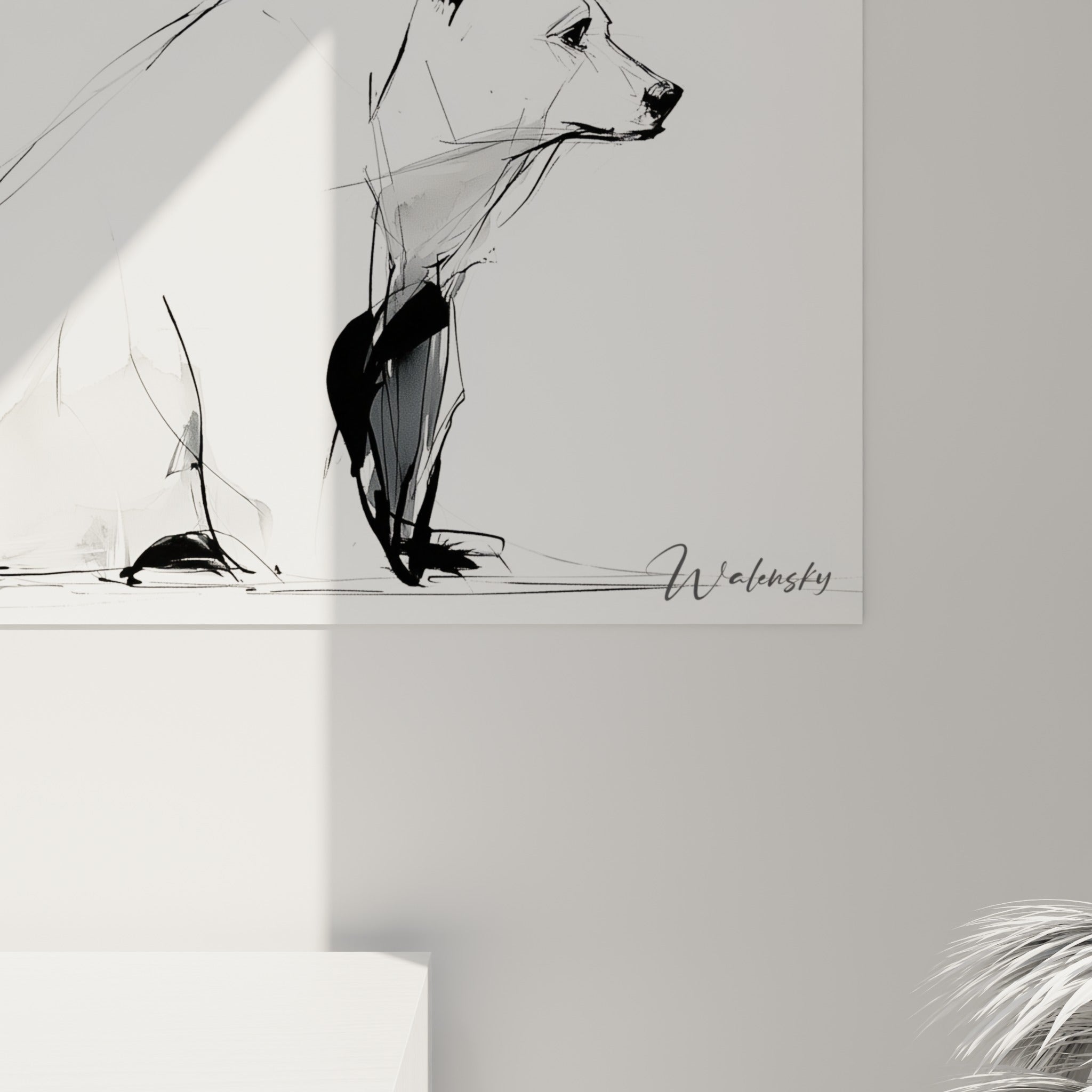 Traits d'encre noire et coulures grises visibles de près sur le pelage esquissé des ours bruns
