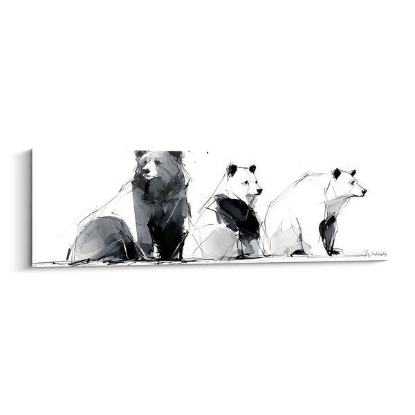 Tableau Ours trio noir et blanc esquissé - Silence de la fratrie - Edition Ours brun